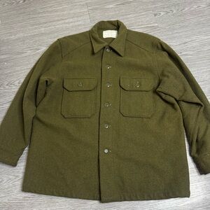 Vintage Army Cold Weather Field Shirt Sz Large Men Green Wool Blend  Shacket 80s
